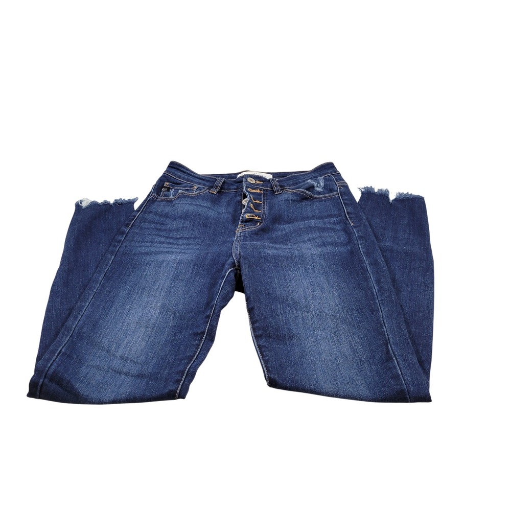 KanCan Skinny Jeans Womens 5/26 Blue Excellent Button Fly‎ Raw Hem KC7273D